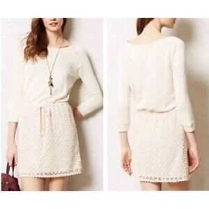 Anthropologie Saturday Sunday Dress Womens Large Ivory Ceridwen Crochet Lace